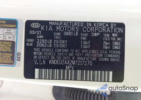 2021 Kia Seltos S from USA, damaged, VIN KNDEU2AA2M7217270